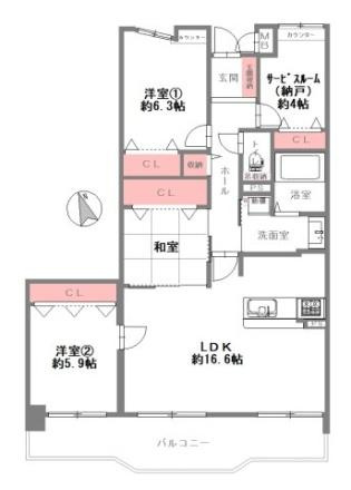 パインフィールド緑地公園　中古 マンションの間取り