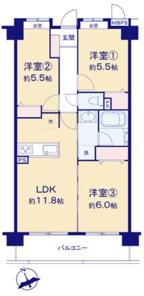 ライオンズガーデンヒルズ上大岡の間取り|使い勝手の良い3LDK
お気軽にお問い合わせください。