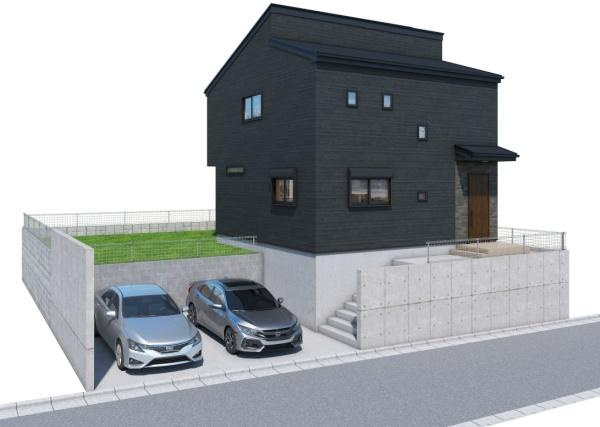 横浜市港南区日限山２丁目の新築一戸建の完成予想図|外観のイメージパースです。
お洒落な外観で完成が楽しみです。