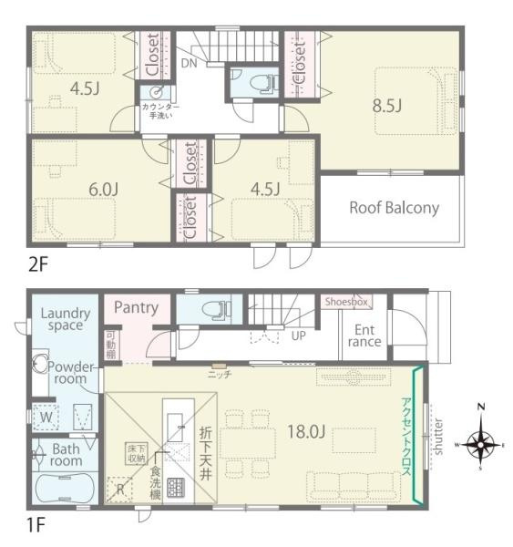 リナージュ新口町 ２号棟 ／新築一戸建の間取り
