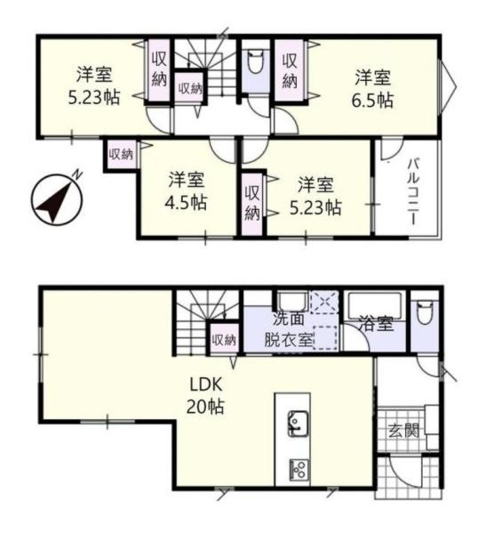 奈良市富雄元町４丁目 ／新築一戸建の間取り