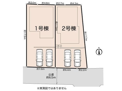 【横浜市旭区万騎が原56-7全2棟新築戸建て】★仲介手数料無料★（万騎が原小学校・万騎が原中学校）の区画図