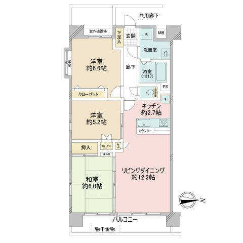 ドムール三ノ輪の間取り|南東角部屋住戸につきまして日当たり・通風良好