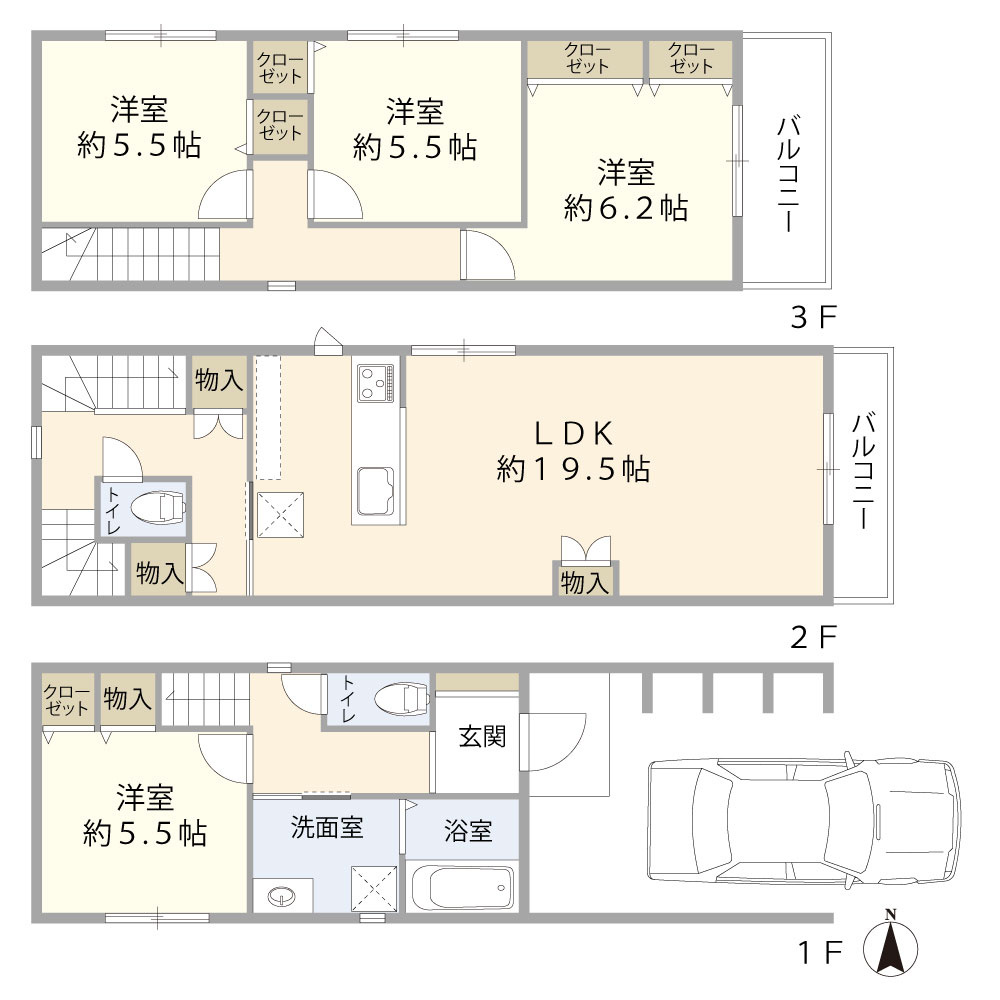 大阪市住吉区南住吉３丁目建築条件付土地の区画図|建物プラン例：建物価格１，７８０万円（税込）、建物面積１２４．８８㎡。本プランは参考例であり、採用は任意です。 