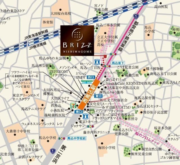 【地図】ブライズ西馬込 