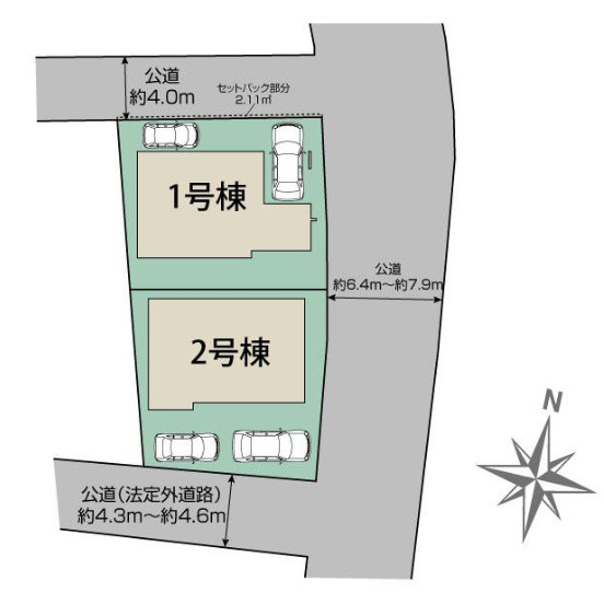 厚木市戸室２丁目　全２棟の区画図