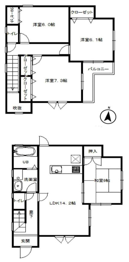 あきる野市草花の中古一戸建の間取り