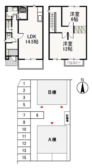 【間取り】 | アネーロ花尻　B　