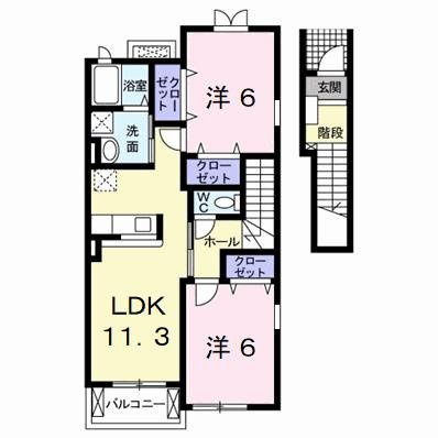 【間取り】 | ソレイユ元町Ⅱ　Ｂ