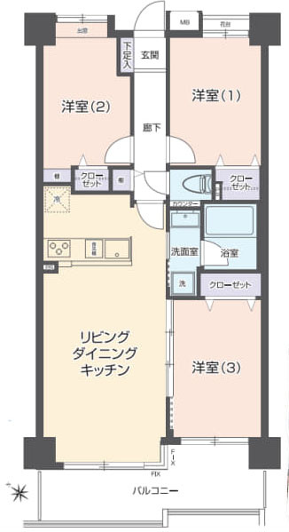 多摩市連光寺２丁目の中古マンションの間取り