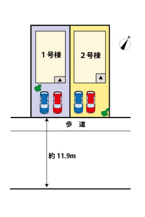 横浜１丁目　新築戸建　２棟の区画図