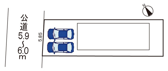 小牧市大字間々原新田　新築戸建の区画図|駐車場並列２台可。