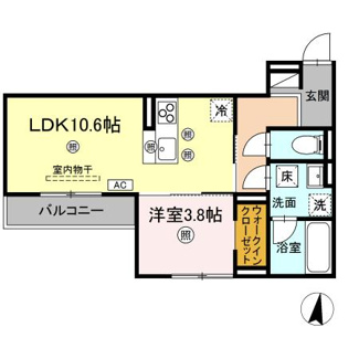 【間取り】 | Ｄ-ｒｅｓｉｄｅｎｃｅ東深津町３丁目 | 1LDK