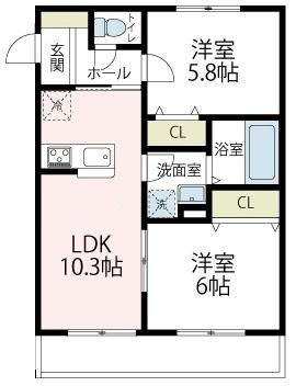 【間取り】 | ルヴェールクレール | 2LDKの間取りです！