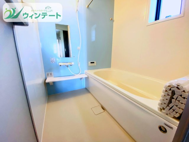 第1石岡市石岡　新築戸建の浴室|家族みんながゆったりくつろげる広さの浴室。換気・乾燥・暖房ができる機能付きで、一年中快適な入浴時間を楽しめます。