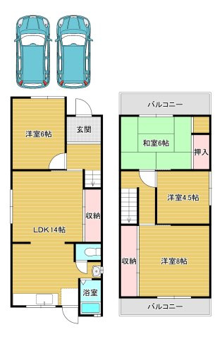 西板持町8丁目戸建の間取り