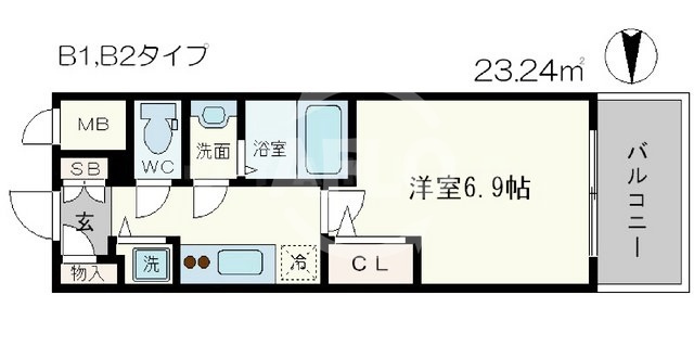 エスリード松屋町SOUTHの間取り|エスリード松屋町SOUTH　天井が高く開放的な間取