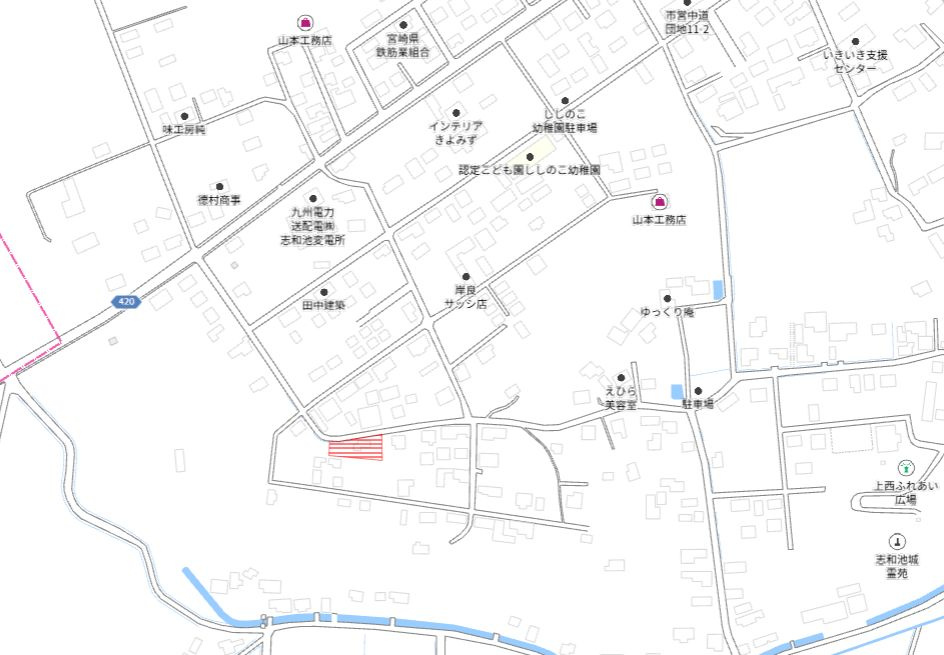 都城市上水流町の売地の土地図