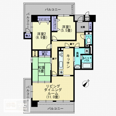 アルファシティ屋島四番館の間取り|間取図
