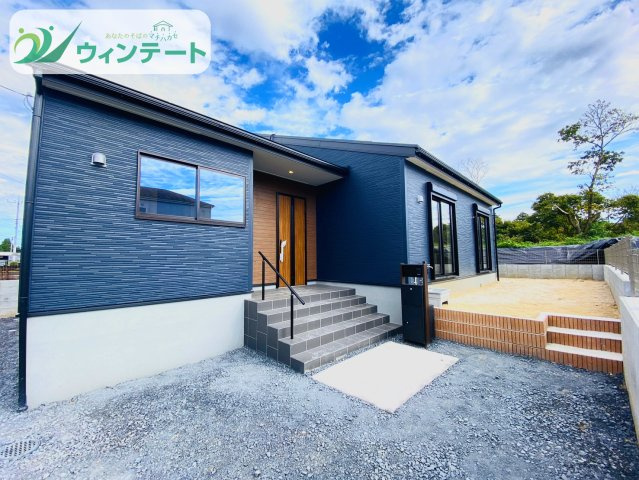 第3石岡市山崎　新築戸建の外観|完成した外観です！パースのイメージ通り、洗練されたデザインに仕上がりました。