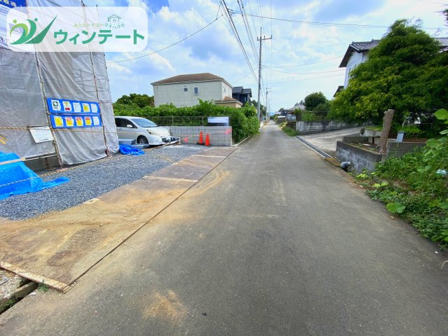 第3石岡市山崎　新築戸建の前面道路含む現地写真|前面道路は交通量が少なく子供の通学にも安心の道路です♪ぜひ現地でご体感ください！