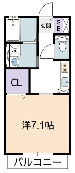 calmeの間取り|収納広め、一人暮らしには十分な間取りです。