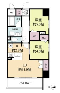 グランルージュ谷町六丁目の間取り|グランルージュ谷町六丁目　開放感ある間取り