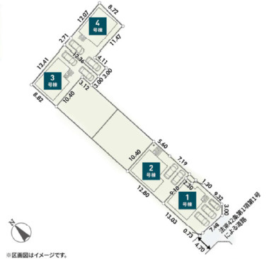 愛川町第6中津　新築戸建の区画図