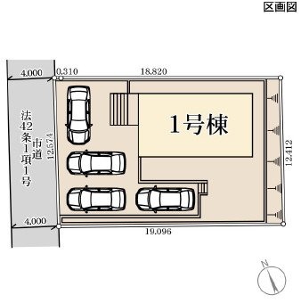 第4石岡市山崎　新築戸建の区画図|敷地広々、地盤調査済みで安心。駐車や生活動線も快適です。