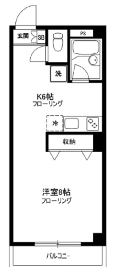 池上ネオハイムの間取り|2016年フルリフォーム済みの1Rキッチン含め広々14帖！
