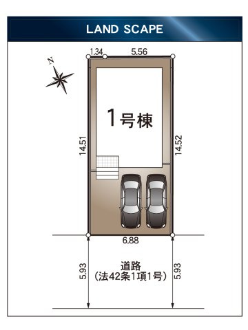 クレイドルガーデン周南市岡田町 第1の区画図|駐車場は２台分確保できます。
