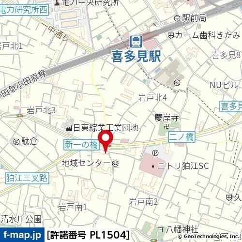狛江市岩戸南１丁目の賃貸マンションの地図