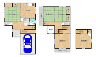 【間取り】 | 浜寺石津町西４丁　中古一戸建 | 広々５ＤＫ♪子供部屋や趣味のお部屋も作れますね！現況空家ですので、お忙しい方でもお仕事帰り等にご内覧頂けます♪