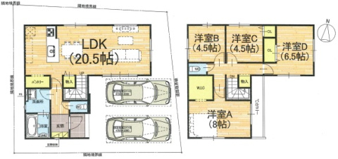 ★京田辺市草内山科　第1期　新築一戸建ての間取り|1号地