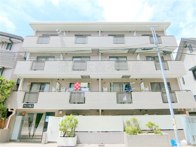 アビタ池上の外観|1991年4月築　RC鉄筋コンクリート造地上4階建て総戸数22戸　オートロック宅配BOX付人気賃貸マンション　東急池上線池上駅近の東京都大田区池上6丁目の落ち着いた住環境が◎