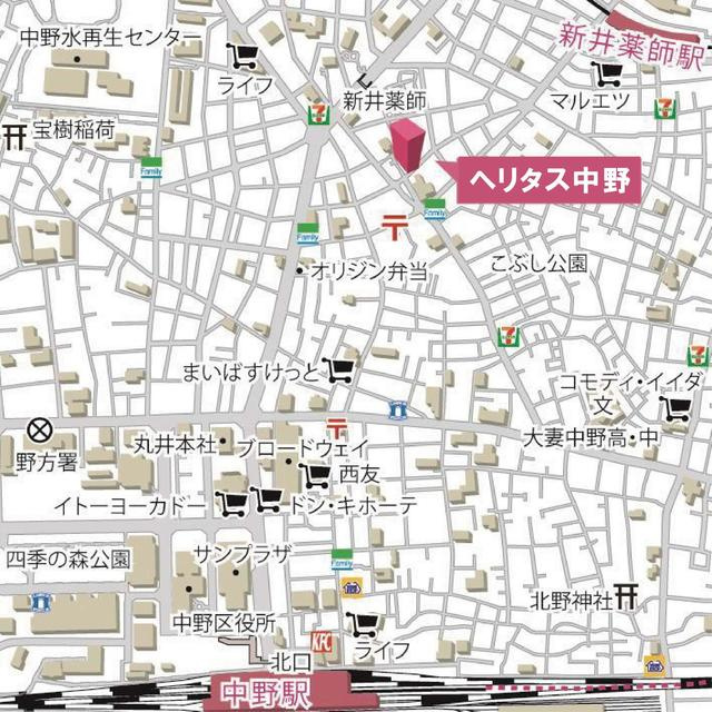 ヘリタス中野の地図