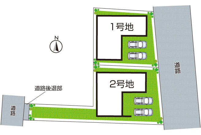京田辺市草内山科　第1期　新築一戸建ての区画図|全2区画