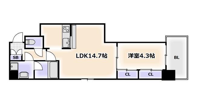 【間取り】 | SUNREGIS NAMBA