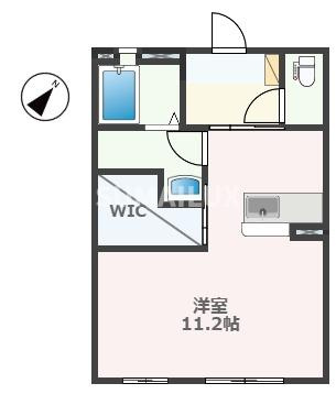 熊本市中央区井川淵町のアパートの間取り