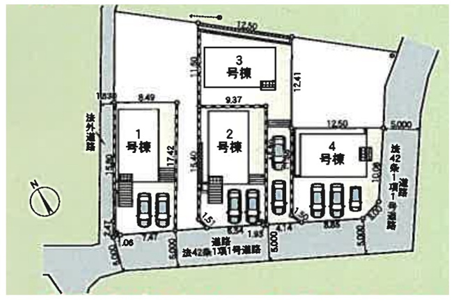 【区画図】 | 厚木市中荻野　全４棟　新築住宅
