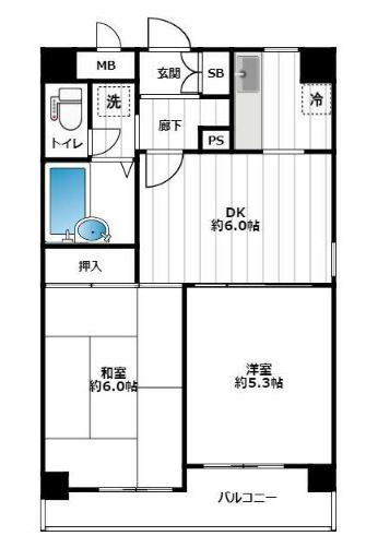 【間取り】 | ビュークレスト戸塚 | ファミリーにぴったりの２ＤＫです！