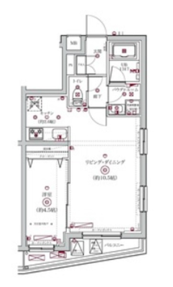 SPコート大森町の間取り|南西向きバルコニー角部屋のの1LDK