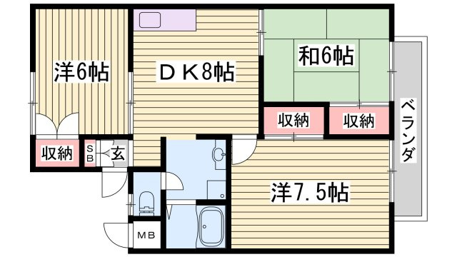 フローラルシティⅠＢ棟の間取り