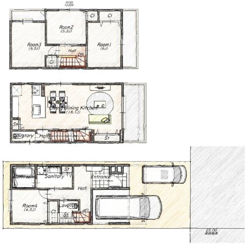 【参考プラン】 | 東住吉区南田辺5丁目 | 【1階水廻りプラン図】