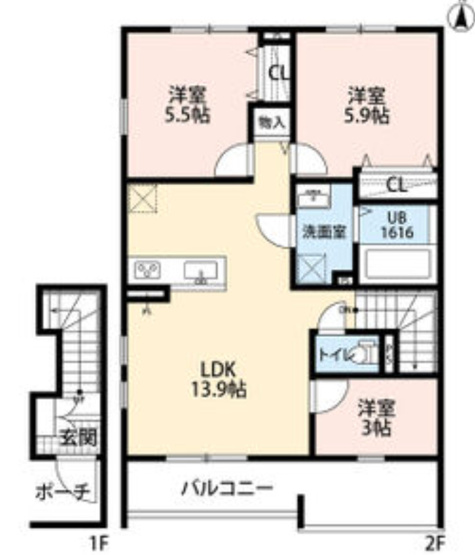 【間取り】 | レスポワールE富木