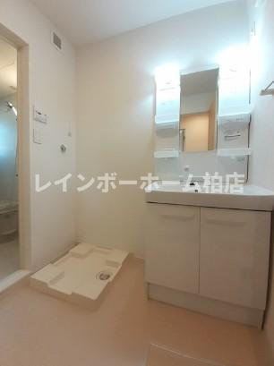 エアコン2台♪ペットちゃんと住めます♪の洗面所|コンパクトで使いやすい洗面所