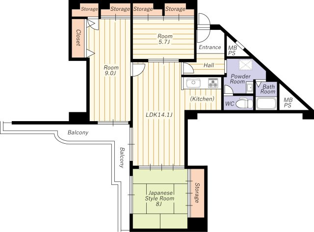 【間取り】 | エバーグリーン淀川２号館 | Ｒ８年４月室内改装済・ペット飼育可・収納豊富・専有面積約88平米