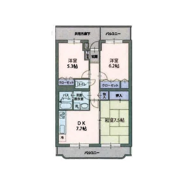 ソレアード京塚原の間取り