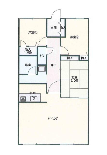 日光ハイツ加古川　壱番館　2階の間取り|3ＬＤＫです。