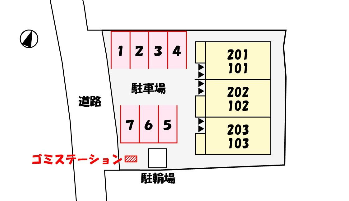 プラシードⅡの駐車場